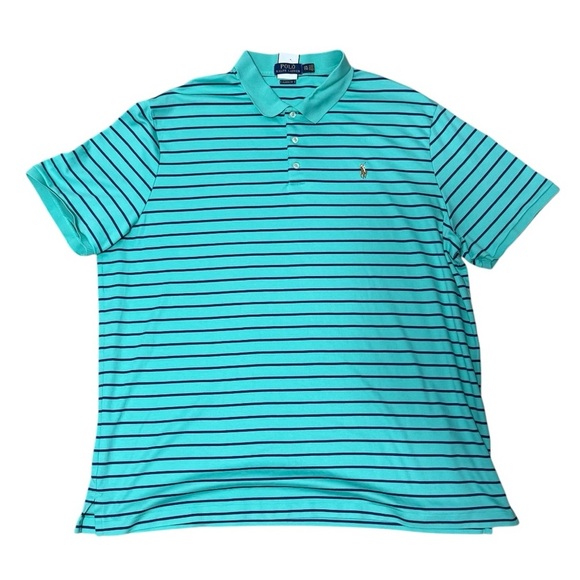 POLO RALPH LAUREN - Men’s Classic Fit Soft Cotton Striped Polo, Sea Green - XXL - Picture 6 of 11
